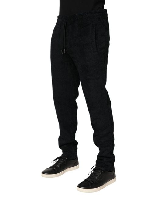 Dolce & Gabbana Black Terry Cloth Jogger Pants for men