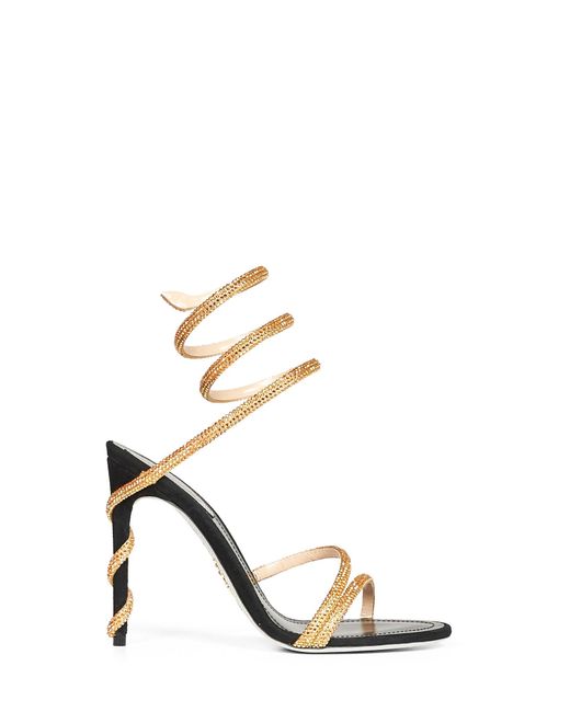 Rene Caovilla Metallic Sandals Margot 105 Crystal Fabric And Leather