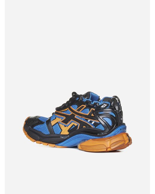 Balenciaga Blue Runner Faux Leather And Mesh Sneakers for men