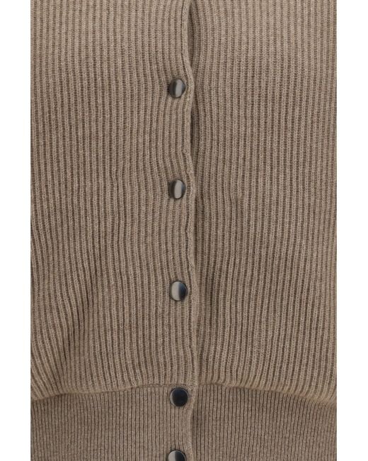Brunello Cucinelli Brown Ribbed Cashmere Bomber Kashmir/Capra Hircus Knitwear