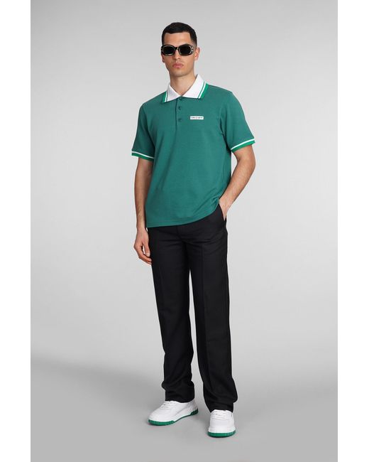 Casablancabrand Green Logo Cotton Polo Shirt for men