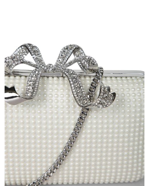 Self-Portrait White Pearl Box Clutch Bag