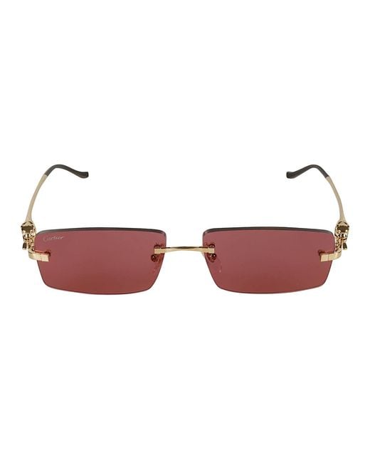 Cartier Red Rectangular Long Sunglasses Sunglasses