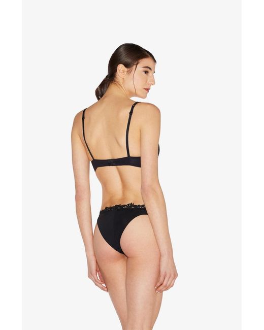 La Perla Black Push-Up Bra With Macramé Lpd906397 Rings