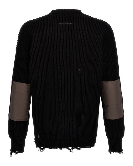 MM6 by Maison Martin Margiela Black Used Effect Cardigan Sweater, Cardigans for men