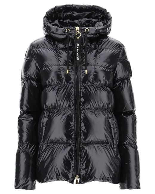 Pinko Black Eleodoro Short Hooded Puffer