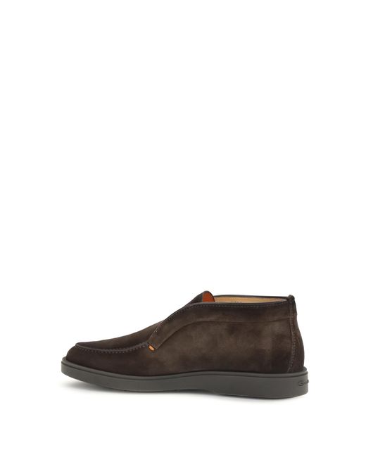 Santoni White Ankle Boots Suede Slip-On Trainers for men