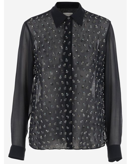 Dries Van Noten Black Shirt Decorated Viscose