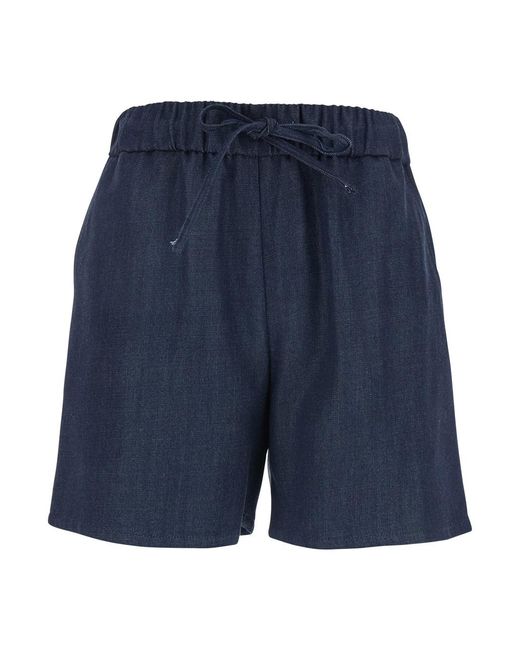 Le Plain Blue Shorts With Elastic Drawstring Waist