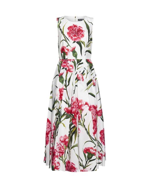 Dolce & Gabbana White All-over Floral Print Midi Dress