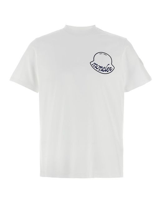 Moncler White Logo Print T-Shirt for men