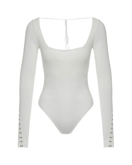 Anna October White Long Sleeve Knitted Body Viscose Tops