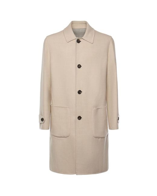 Eleventy Natural Reversible Wool Coat for men