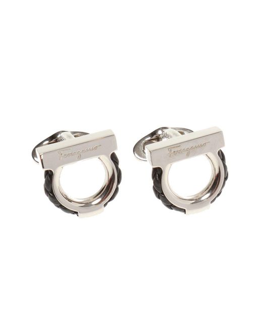 Ferragamo Black Gancini Cuff Links for men