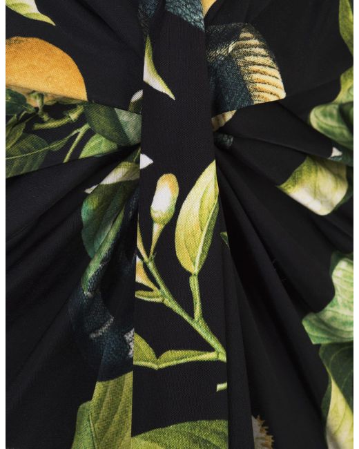 Roberto Cavalli Black Long Dress With Lemons Print