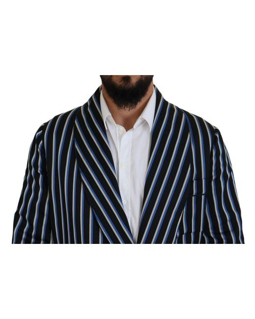 Dolce & Gabbana Blue Martini Printed Lining Robe And Polyester Silk Clothing for men