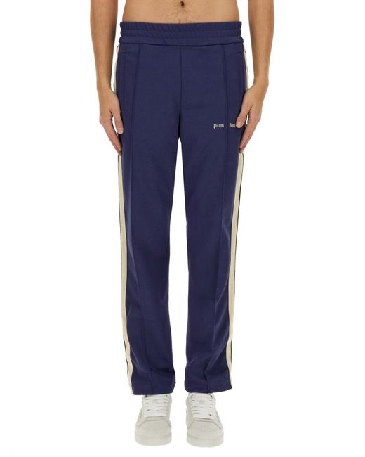 Palm Angels Blue Track Pants With Logo for men