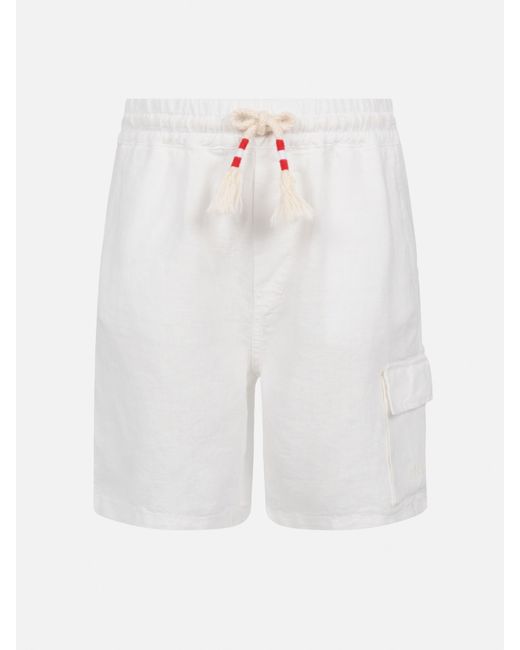 Mc2 Saint Barth White Marseille Jr Linen Bemuda Short Pant for men