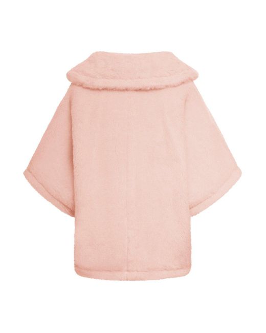 Max Mara Pink Short Cape In Teddy Fabric