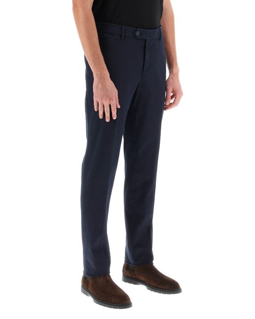 Brunello Cucinelli Blue Italian Fit Pants In American Pima Cotton for men