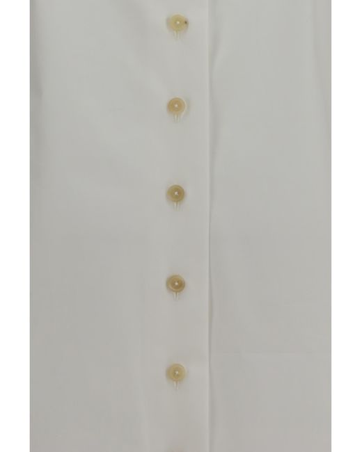 Khaite Gray Ivy High-Neck Shirt Cotton