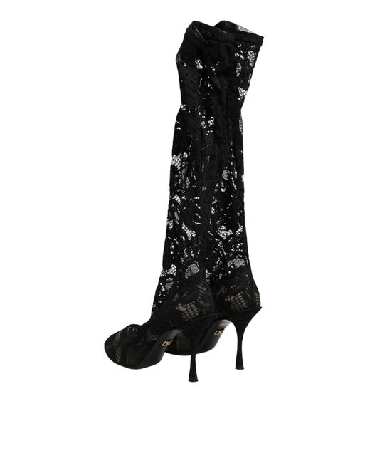 Dolce & Gabbana Black Pumps Taormina Lace Socks Boots Shoes