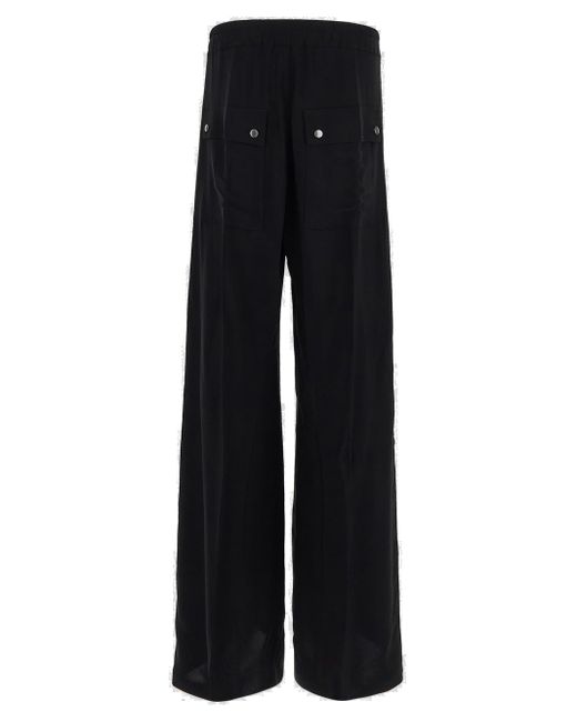 Rick Owens Black Drawstring Flared Trousers for men