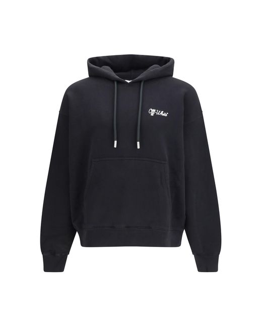 Off-White c/o Virgil Abloh Blue Script Skate Hoodie Cotton Sweatshirts for men