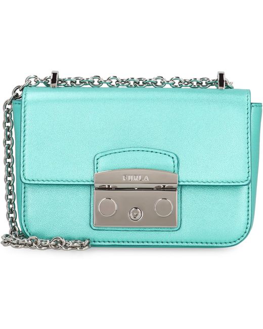 Furla Blue Metropolis Leather Mini Crossbody Bag