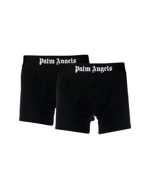 Palm Angels Black Stretch Cotton Boxer Set for men