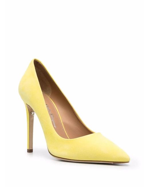 Ferragamo Metallic Pointed 110mm Suede Pumps
