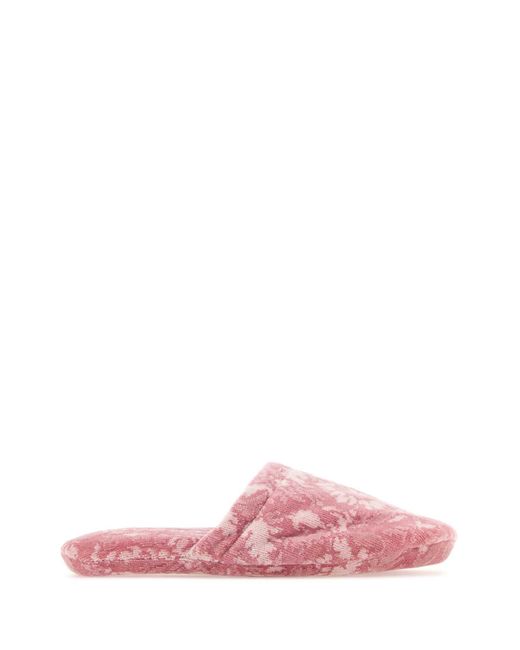 Versace Pink Printed Cotton Blend Slippers