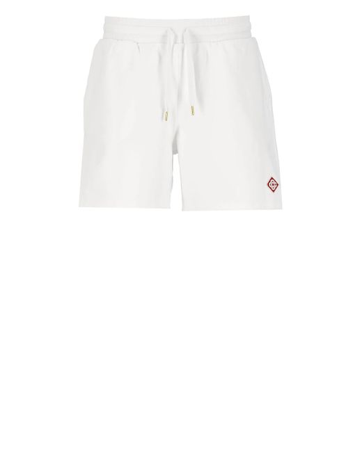Casablancabrand White Short With Diamond Patch for men