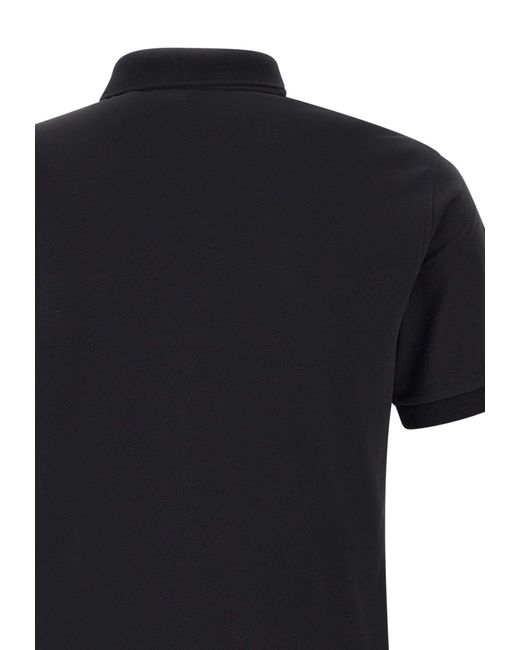 Sun 68 Black Big Logo Polo Shirt Cotton for men