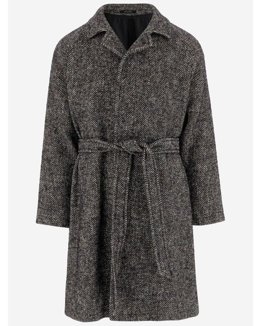 Tagliatore Gray Cotton And Wool Blend Coat for men
