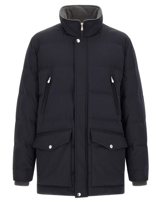 Brunello Cucinelli Blue Polyamide Parka Clothing for men