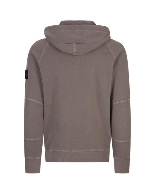 Stone Island Gray Dove Zip-up Hoodie With Old Treatment for men
