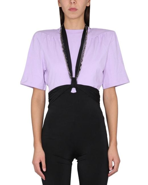 The Attico White T-Shirt Jewel With Cut-Out Detail Cotton T-Shirts