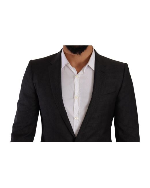 Dolce & Gabbana Black Elegant Wool Martini Suit for men