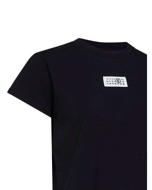 MM6 by Maison Margiela Black T-Shirt Cotton Jersey T-Shirts & Jerseys