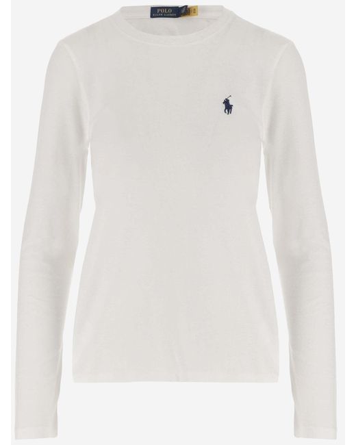 Ralph Lauren White Long Sleeve T-Shirt With Logo