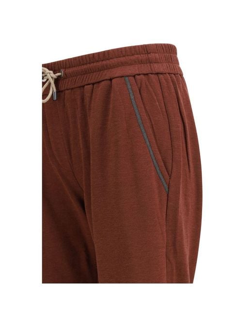 Brunello Cucinelli Brown Bordeaux Cotton Casual Pants