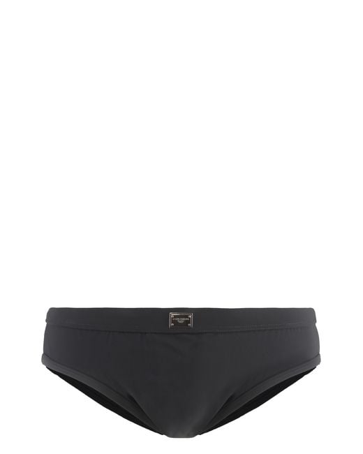 Dolce & Gabbana Gray Swim Briefs Polyamide Beachwear for men