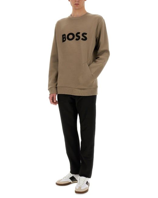Boss Natural Sweatshirt With Logo for men