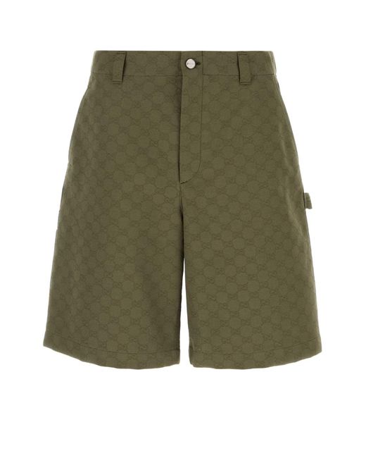 Gucci Green Gg Fabric Bermuda Shorts for men