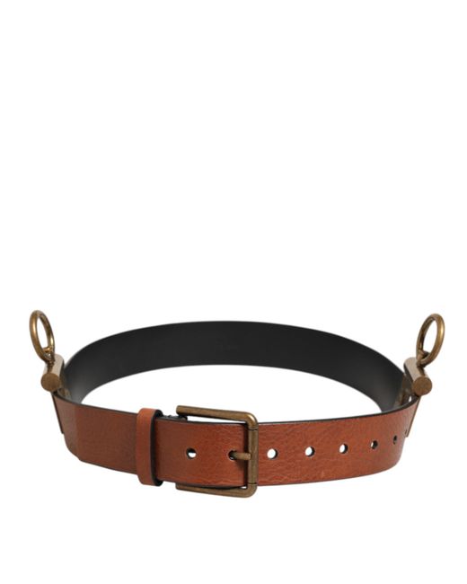 Dolce & Gabbana Brown Classic Leather Buckle Belt for men