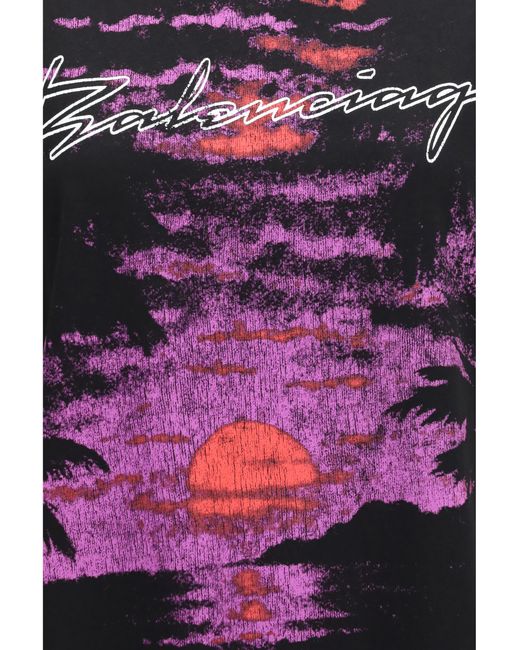 Balenciaga Black Printed Cotton T-Shirt Cotton; Elastane T-Shirts