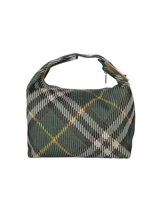 Burberry Green Medium Peg Check-Pattern Tote Bag