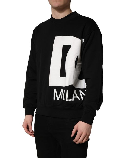 Dolce & Gabbana Black Logo Milano Cotton Sweatshirt Sweater Clothing for men