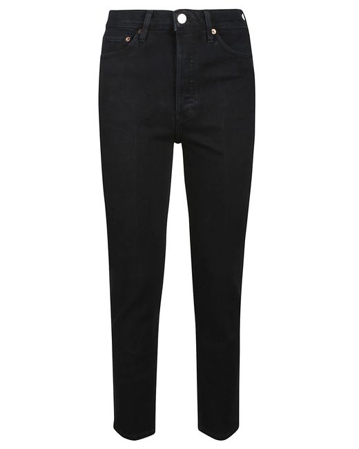 Re/done Black 90S High Rise Ankle Crop Jeans